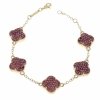 0365 Bransoletka elegancka złota 18+2cm pozłacana 14k cyrkonie koniczyna marokańska